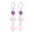 Multi-gemstone dangle earrings, 'Mellow Mood' - Amethyst and Cultured Freshwater Pearl Dangle Earrings thumbail
