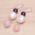 Multi-gemstone dangle earrings, 'Mellow Mood' - Amethyst and Cultured Freshwater Pearl Dangle Earrings (image 2b) thumbail