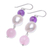 Multi-gemstone dangle earrings, 'Mellow Mood' - Amethyst and Cultured Freshwater Pearl Dangle Earrings (image 2c) thumbail