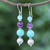 Multi-gemstone dangle earrings, 'Electric Jolt' - Cultured Freshwater Pearl and Quartz Dangle Earrings (image 2) thumbail