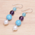 Multi-gemstone dangle earrings, 'Electric Jolt' - Cultured Freshwater Pearl and Quartz Dangle Earrings (image 2b) thumbail