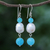 Cultured pearl and quartz dangle earrings, 'Electric Ocean' - Cultured Freshwater Pearl and Quartz Dangle Earrings (image 2) thumbail