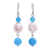 Cultured pearl and quartz dangle earrings, 'Electric Ocean' - Cultured Freshwater Pearl and Quartz Dangle Earrings thumbail
