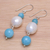 Cultured pearl and quartz dangle earrings, 'Electric Ocean' - Cultured Freshwater Pearl and Quartz Dangle Earrings (image 2b) thumbail