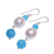 Cultured pearl and quartz dangle earrings, 'Electric Ocean' - Cultured Freshwater Pearl and Quartz Dangle Earrings (image 2c) thumbail