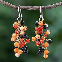 Agate dangle earrings, 'Dionysus in Orange'