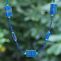 Lapis lazuli and jasper beaded necklace, 'Midnight Chill' - Lapis Lazuli and Jasper Beaded Necklace from Thailand