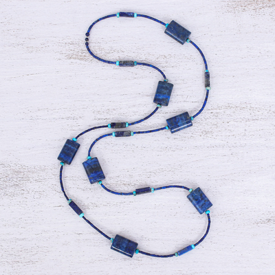 Lapis lazuli and jasper beaded necklace, 'Midnight Chill' - Lapis Lazuli and Jasper Beaded Necklace from Thailand