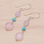 Quartz dangle earrings, 'Proudly Pink' - Quartz and Sterling Silver Dangle Earrings (image 2b) thumbail