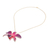 Halskette mit Orchideenblütenblatt-Anhänger und Goldakzenten - Vergoldete Halskette und Brosche mit Orchideenblüten-Anhänger