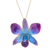 Gold-accented orchid petal pendant necklace, 'Orchid Magic in Blue' - Gold-Accented Blue Orchid Petal Pendant Necklace & Brooch thumbail