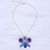 Gold-accented orchid petal pendant necklace, 'Orchid Magic in Blue' - Gold-Accented Blue Orchid Petal Pendant Necklace & Brooch (image 2b) thumbail