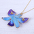 Gold-accented orchid petal pendant necklace, 'Orchid Magic in Blue' - Gold-Accented Blue Orchid Petal Pendant Necklace & Brooch