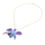 Gold-accented orchid petal pendant necklace, 'Orchid Magic in Blue' - Gold-Plated Blue Orchid Petal Pendant Necklace and Brooch