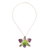 Halskette mit Orchideenblütenblatt-Anhänger und Goldakzenten - Vergoldete Halskette und Brosche mit grünem Orchideenblüten-Anhänger