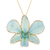 Gold-accented orchid petal pendant necklace, 'Orchid Magic in Light Blue' - Gold-Plated Blue Orchid Petal Pendant Necklace and Brooch (image 2a) thumbail