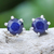 Sapphire stud earrings, 'Catch a Star in Blue' - Hand Made Sapphire and Sterling Silver Stud Earrings (image 2) thumbail