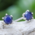 Sapphire stud earrings, 'Catch a Star in Blue' - Hand Made Sapphire and Sterling Silver Stud Earrings