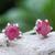 Ruby stud earrings, 'Catch a Star in Pink' - Handmade Ruby and Sterling Silver Stud Earrings (image 2b) thumbail