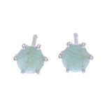 Emerald stud earrings, 'Catch a Star in Green' - Hand Crafted Emerald and Sterling Silver Stud Earrings
