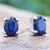 Sapphire stud earrings, 'Blue Twilight' - Sapphire and Sterling Silver Stud Earrings from Thailand (image 2b) thumbail