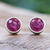 Ruby stud earrings, 'Round Star' - Thai Ruby and Sterling Silver Stud Earrings (image 2) thumbail