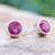Ruby stud earrings, 'Round Star' - Thai Ruby and Sterling Silver Stud Earrings (image 2b) thumbail