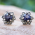Sapphire and marcasite stud earrings, 'Firefly in Blue' - Hand Crafted Sapphire and Marcasite Stud Earrings thumbail