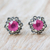Ruby and marcasite stud earrings, 'Firefly in Pink' - Artisan Crafted Ruby and Marcasite Stud Earrings (image 2) thumbail