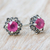 Ruby and marcasite stud earrings, 'Firefly in Pink' - Artisan Crafted Ruby and Marcasite Stud Earrings (image 2b) thumbail