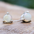 Opal stud earrings, 'Hidden Moon' - Hand Made Opal Gemstone Stud Earrings (image 2b) thumbail