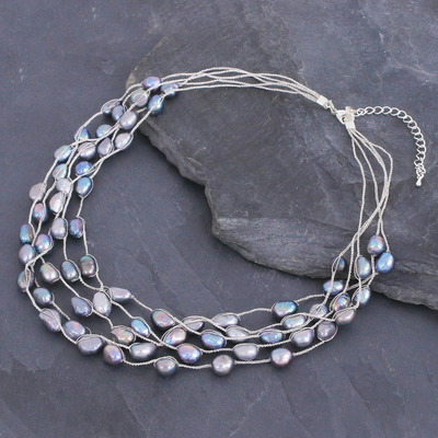 collar de estación de perlas cultivadas - Collar de estación de perlas cultivadas de agua dulce hecho a mano