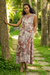 Hand-printed cotton sundress, 'Botanical Impression' - Sleeveless Cotton Maxi Dress with Floral Motif thumbail