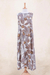 Hand-printed cotton sundress, 'Botanical Impression' - Sleeveless Cotton Maxi Dress with Floral Motif (image 2e) thumbail