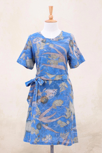 Hand-printed cotton dress, 'Summer Heat' - Eco-Friendly Hand-Printed Cotton Dress