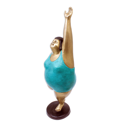 Brass sculpture, 'Standing Bow' - Hand Made Brass Yoga-Themed Sculpture from Thailand