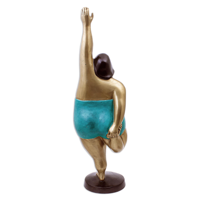 Escultura de latón - Escultura de latón hecha a mano con temática de yoga de Tailandia