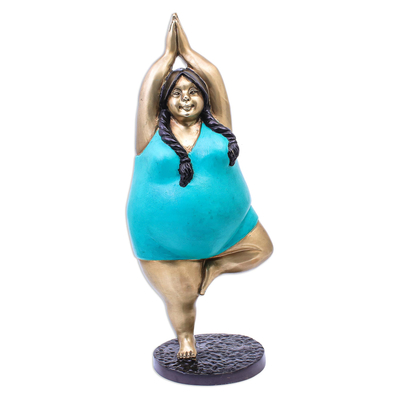 Hand Painted Brass Yoga-Themed Sculpture