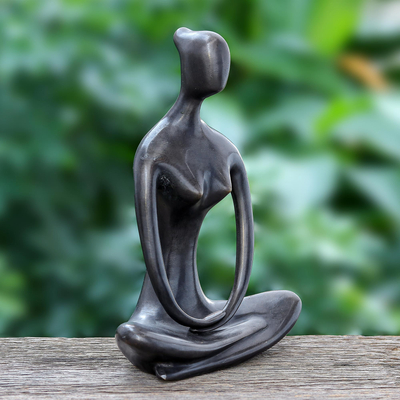 Brass sculpture, 'Morning Meditation in Brown' - Hand Crafted Brass Meditation Sculpture from Thailand