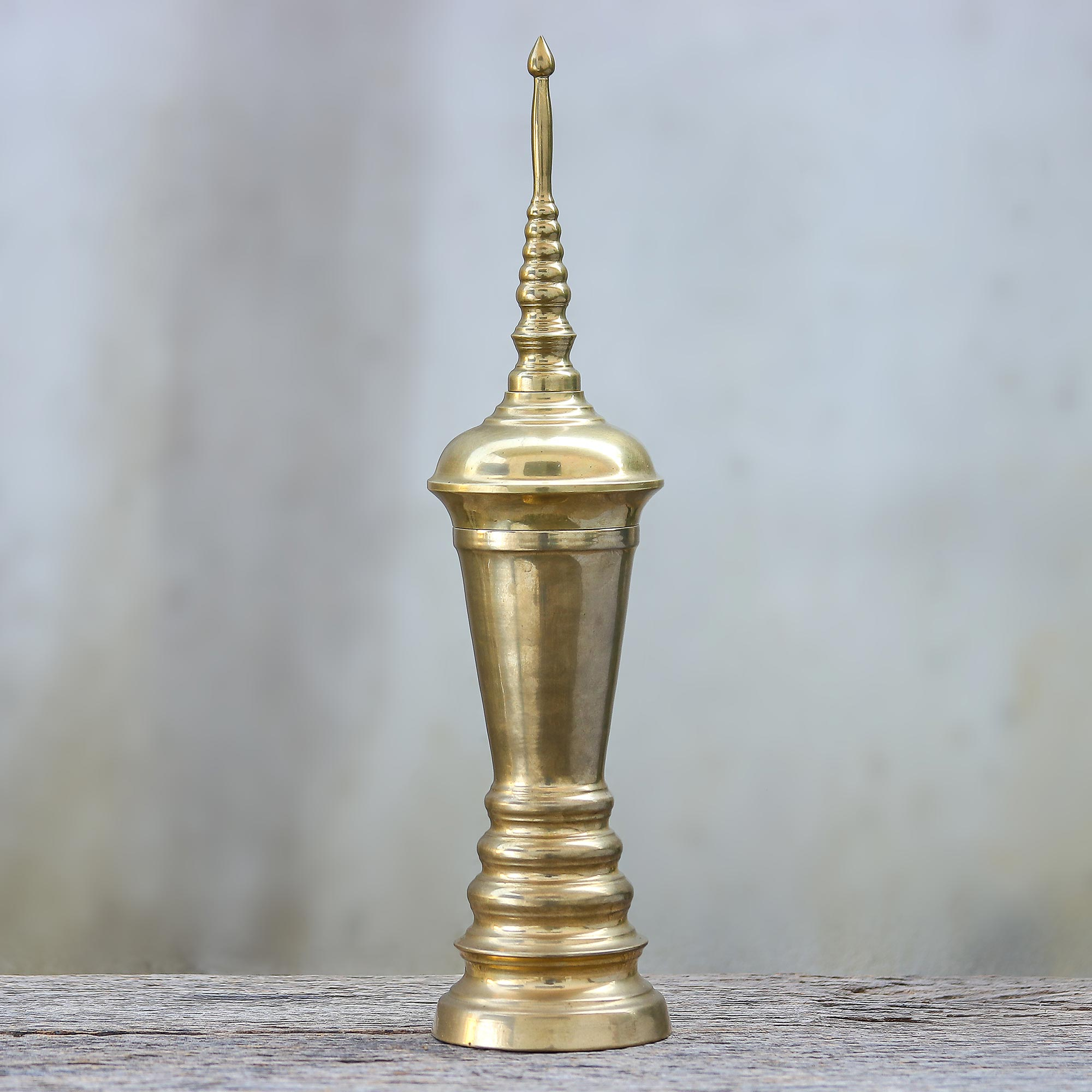 13" Tall New Brass Stupa Pagoda Thai Cremation Urn 