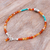 Carnelian beaded bracelet, 'Nexus in Orange' - Carnelian and Karen Silver Beaded Bracelet from Thailand (image 2b) thumbail
