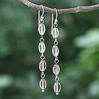 Smoky quartz dangle earrings, 'Cloudy Morning' - Smoky Quartz and Sterling Silver Dangle Earrings