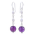 Amethyst and cultured pearl dangle earrings, 'Purple Night' - Handmade Amethyst and Cultured Pearl Dangle Earrings
