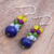 Pendientes colgantes de lapislázuli y cuarzo - Aretes colgantes hechos a mano con lapislázuli y cuarzo