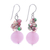 Quartz and agate dangle earrings, 'Fun Circles in Pink' - Handmade Quartz and Agate Dangle Earrings from Thailand