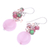 Quartz and agate dangle earrings, 'Fun Circles in Pink' - Handmade Quartz and Agate Dangle Earrings from Thailand