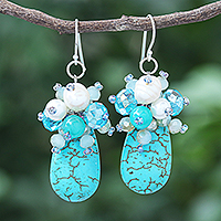 Featured review for Multi-gemstone dangle earrings, Space Candy in Blue