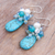 Multi-gemstone dangle earrings, 'Space Candy in Blue' - Howlite and Cultured Freshwater Pearl Dangle Earrings