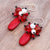 Multi-gemstone dangle earrings, 'Space Candy in Red' - Carnelian and Cultured Freshwater Pearl Dangle Earrings