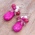 Ohrhänger mit mehreren Edelsteinen, „Space Candy in Pink“ – Ohrhänger aus Quarz und Süßwasser-Zuchtperlen
